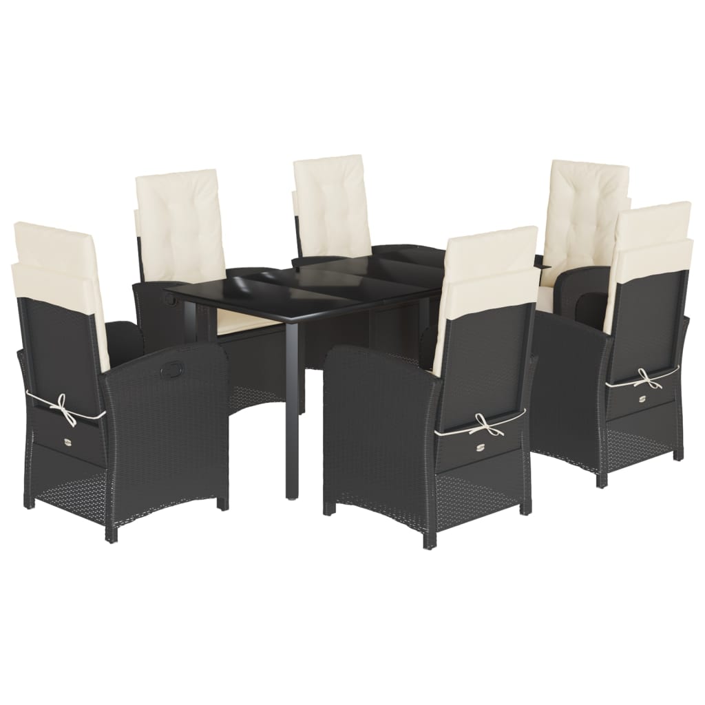 vidaXL 3-delige Tuinset met kussens poly rattan zwart