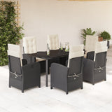 vidaXL 3-delige Tuinset met kussens poly rattan zwart