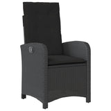 vidaXL 3-delige Tuinset met kussens poly rattan zwart