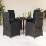 vidaXL 3-delige Tuinset met kussens poly rattan zwart
