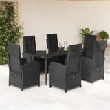 vidaXL 3-delige Tuinset met kussens poly rattan zwart