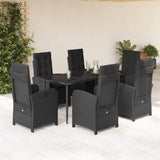 vidaXL 3-delige Tuinset met kussens poly rattan zwart