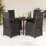vidaXL 3-delige Tuinset met kussens poly rattan zwart