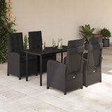 vidaXL 3-delige Tuinset met kussens poly rattan zwart