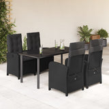 vidaXL 3-delige Tuinset met kussens poly rattan zwart