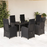 vidaXL 3-delige Tuinset met kussens poly rattan zwart