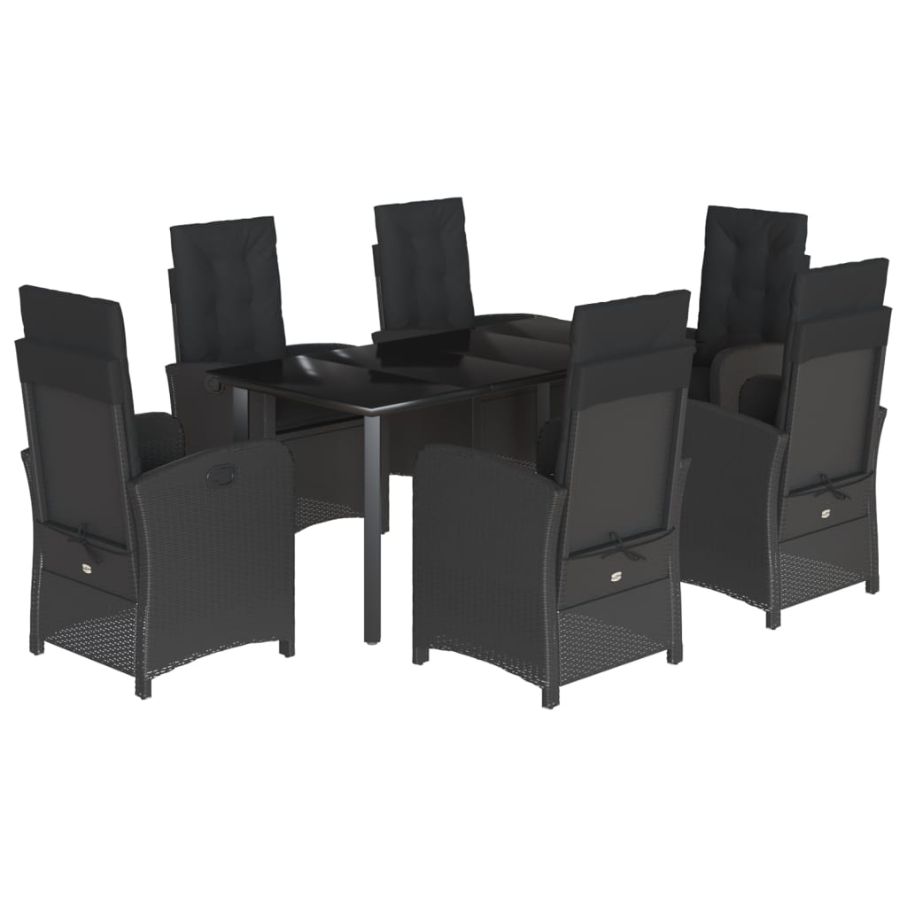 vidaXL 3-delige Tuinset met kussens poly rattan zwart