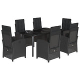vidaXL 3-delige Tuinset met kussens poly rattan zwart