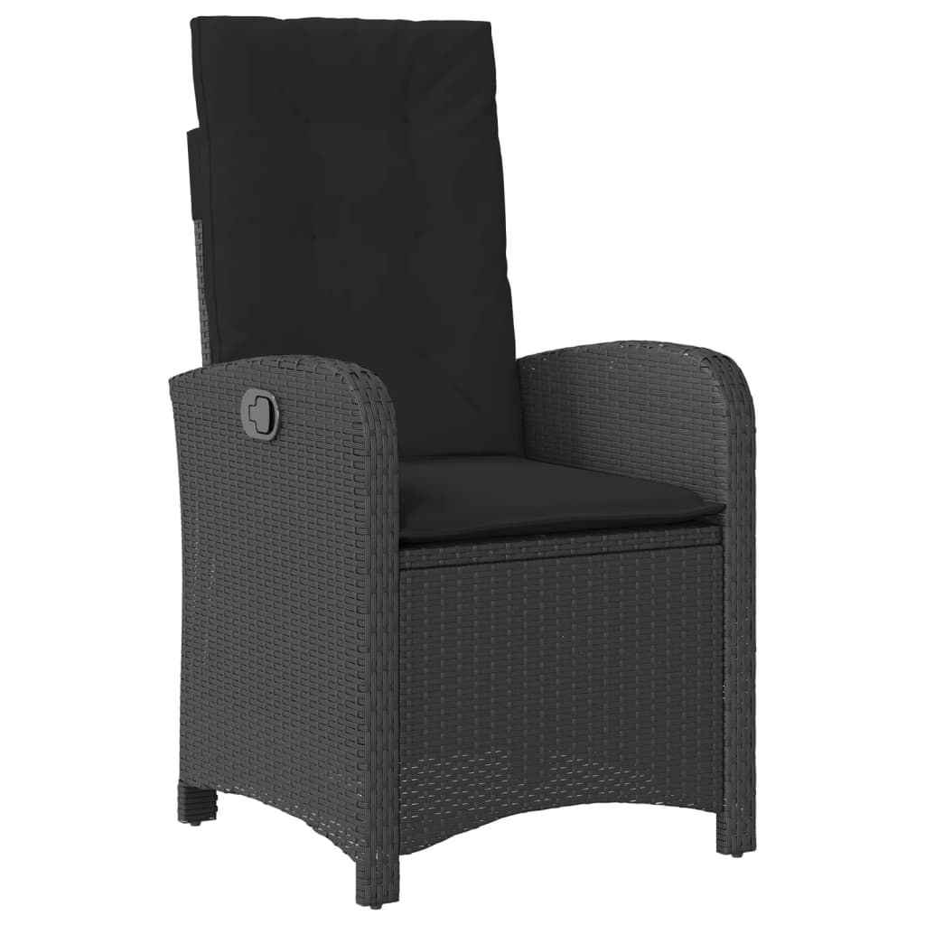vidaXL 3-delige Tuinset met kussens poly rattan zwart