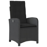 vidaXL 3-delige Tuinset met kussens poly rattan zwart