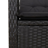 vidaXL 3-delige Tuinset met kussens poly rattan zwart