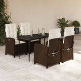 vidaXL 3-delige Tuinset met kussens poly rattan bruin