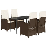 vidaXL 3-delige Tuinset met kussens poly rattan bruin