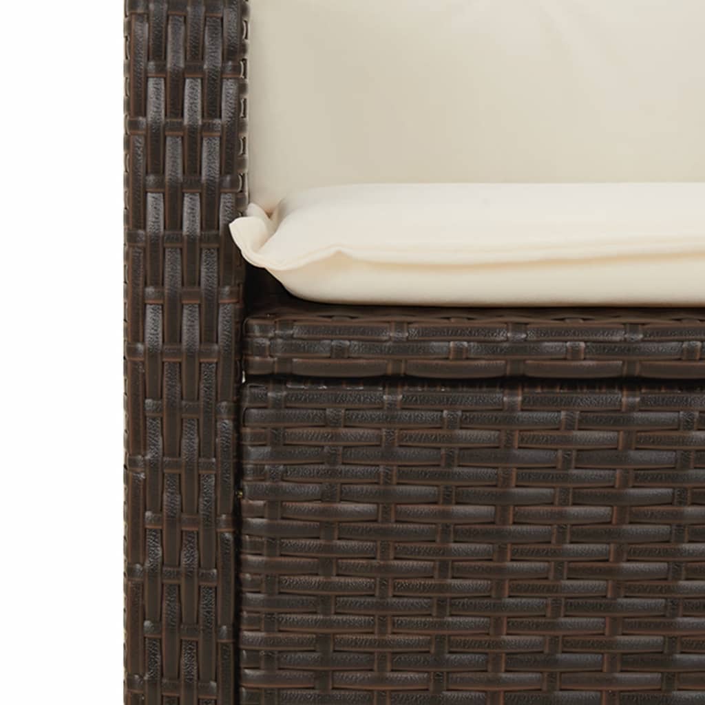 vidaXL 3-delige Tuinset met kussens poly rattan bruin