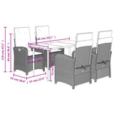 vidaXL 3-delige Tuinset met kussens poly rattan bruin