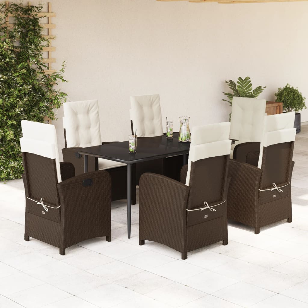 vidaXL 3-delige Tuinset met kussens poly rattan bruin