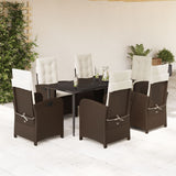 vidaXL 3-delige Tuinset met kussens poly rattan bruin