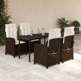 vidaXL 3-delige Tuinset met kussens poly rattan bruin