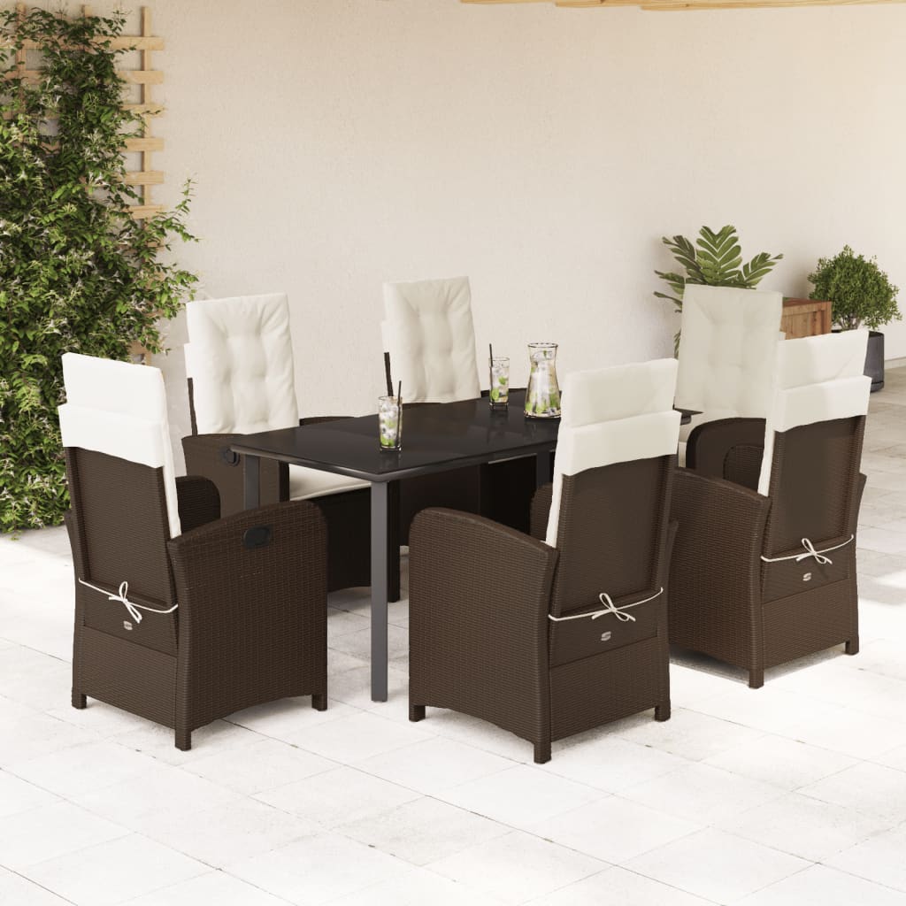 vidaXL 3-delige Tuinset met kussens poly rattan bruin