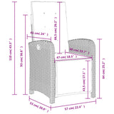 vidaXL 3-delige Tuinset met kussens poly rattan bruin