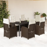 vidaXL 3-delige Tuinset met kussens poly rattan bruin