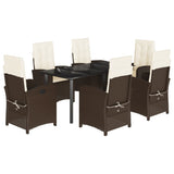 vidaXL 3-delige Tuinset met kussens poly rattan bruin