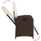 vidaXL 3-delige Tuinset met kussens poly rattan bruin