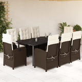 vidaXL 3-delige Tuinset met kussens poly rattan bruin