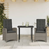 vidaXL 3-piece Garden Lounge Set with Cushions Poly Rattan Grey