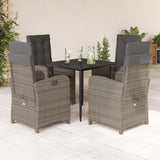 vidaXL 3-piece Garden Lounge Set with Cushions Poly Rattan Grey
