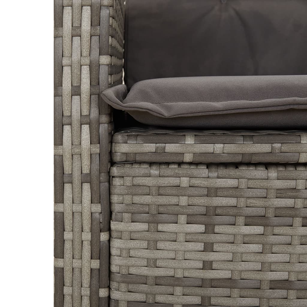 vidaXL 3-piece Garden Lounge Set with Cushions Poly Rattan Grey