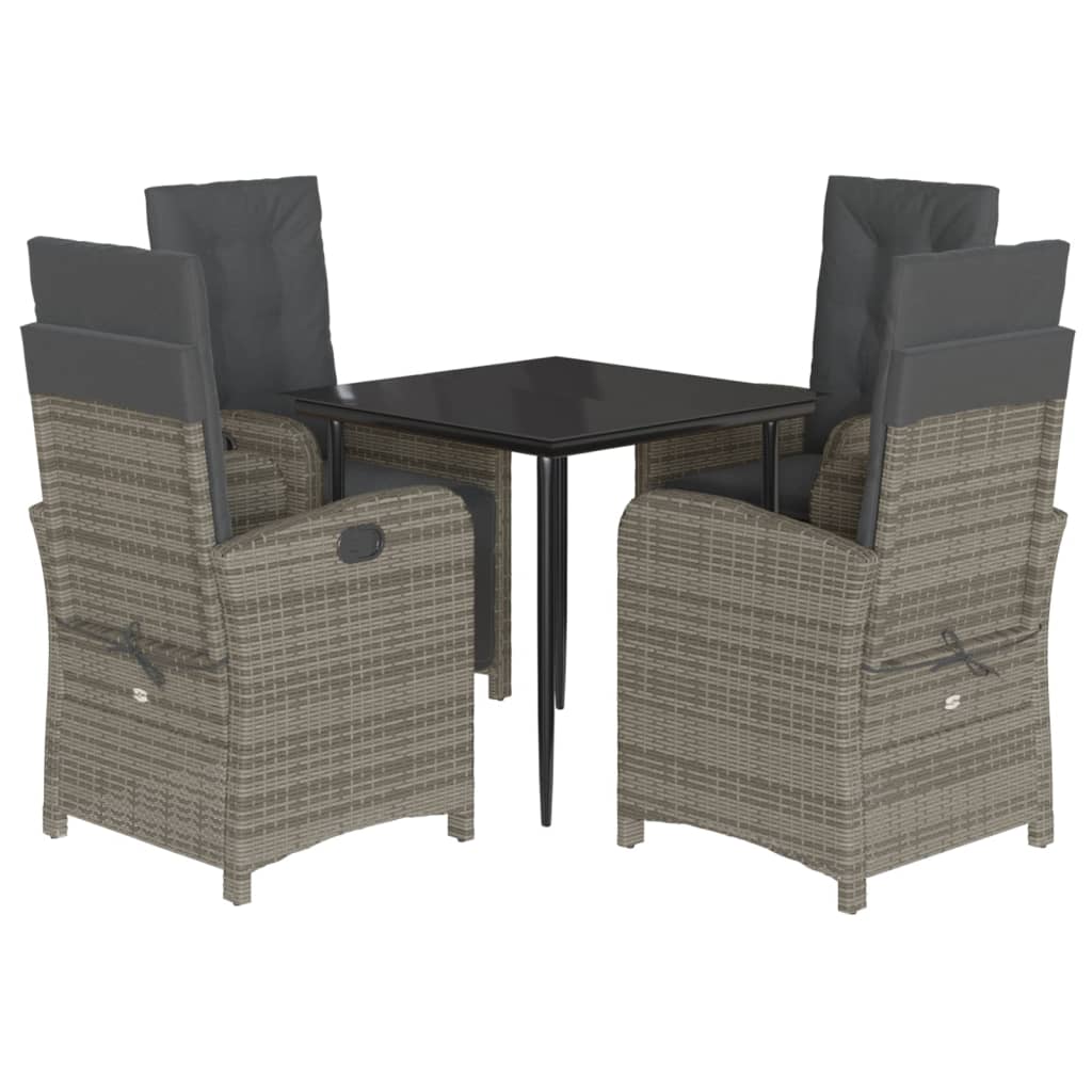 vidaXL 3-piece Garden Lounge Set with Cushions Poly Rattan Grey