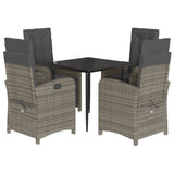 vidaXL 3-piece Garden Lounge Set with Cushions Poly Rattan Grey