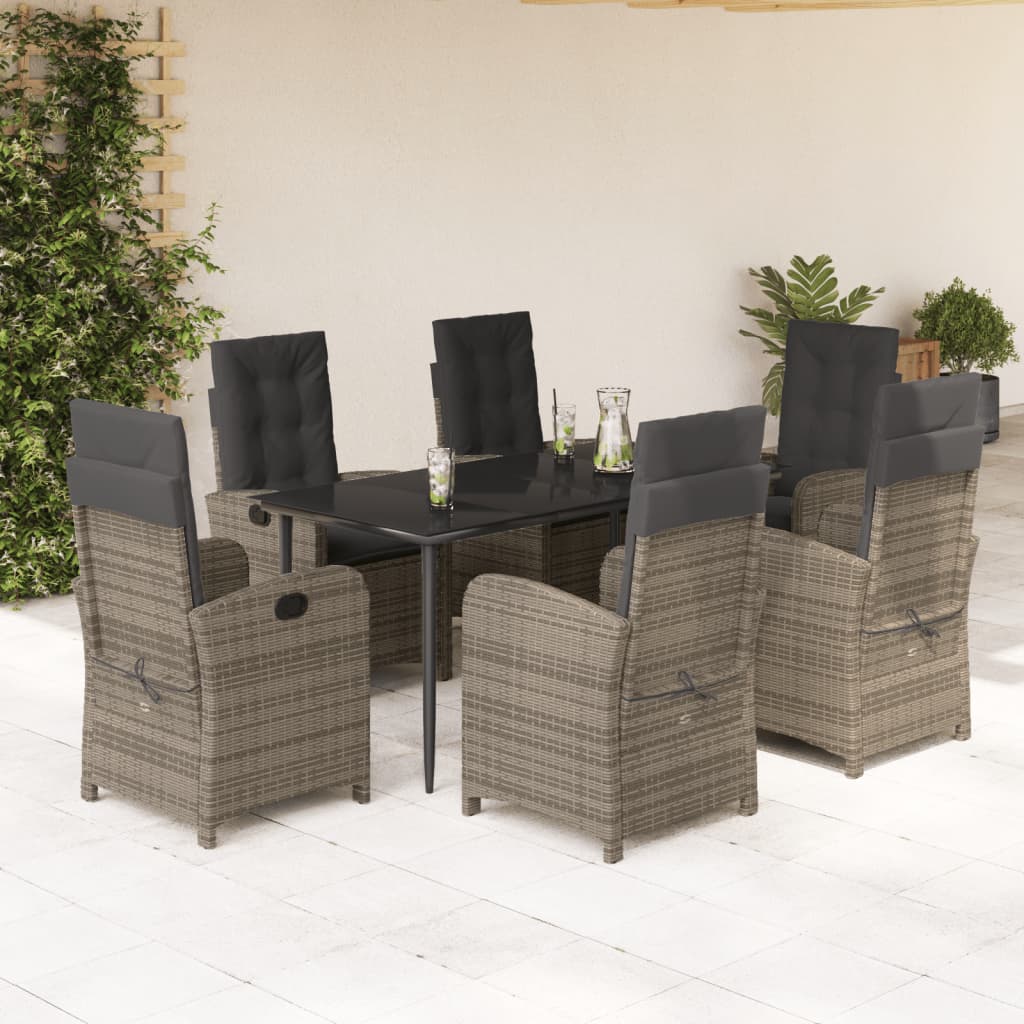 vidaXL 3-piece Garden Lounge Set with Cushions Poly Rattan Grey