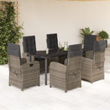 vidaXL 3-delige Tuinset met kussens poly rattan grijs