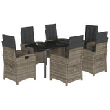 vidaXL 3-delige Tuinset met kussens poly rattan grijs