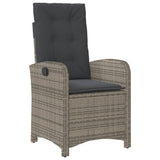 vidaXL 3-delige Tuinset met kussens poly rattan grijs