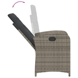 vidaXL 3-delige Tuinset met kussens poly rattan grijs
