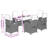 vidaXL 3-delige Tuinset met kussens poly rattan grijs