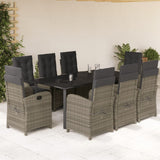 vidaXL 3-delige Tuinset met kussens poly rattan grijs