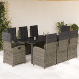 vidaXL 3-delige Tuinset met kussens poly rattan grijs