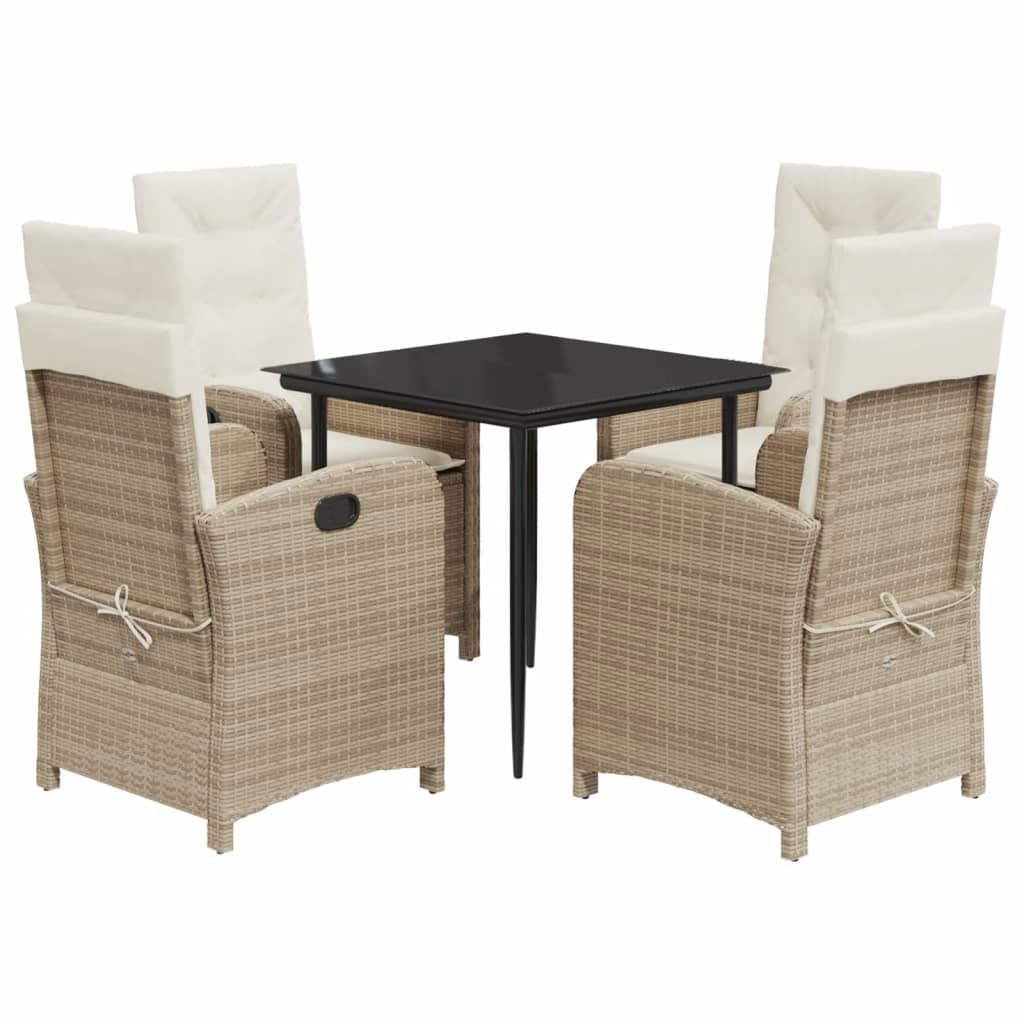 vidaXL 3-delige Tuinset met kussens poly rattan beige