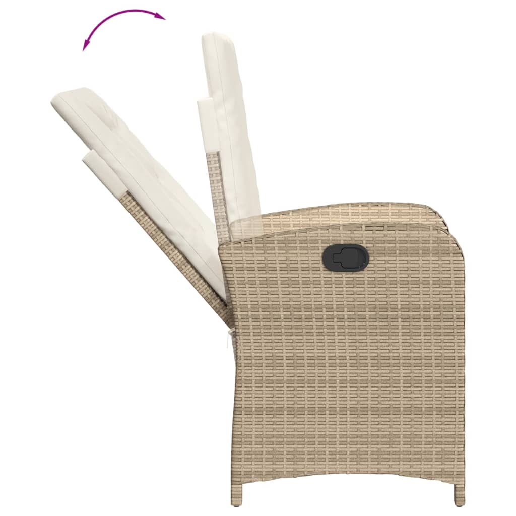 vidaXL 3-delige Tuinset met kussens poly rattan beige
