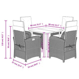vidaXL 3-delige Tuinset met kussens poly rattan beige