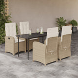 vidaXL 3-delige Tuinset met kussens poly rattan beige