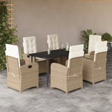 vidaXL 3-delige Tuinset met kussens poly rattan beige