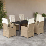 vidaXL 3-delige Tuinset met kussens poly rattan beige