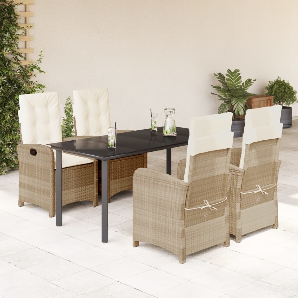 vidaXL 3-delige Tuinset met kussens poly rattan beige
