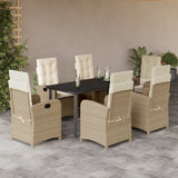 vidaXL 3-delige Tuinset met kussens poly rattan beige