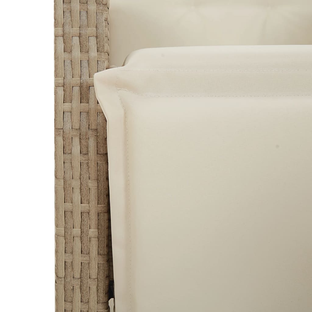 vidaXL 3-delige Tuinset met kussens poly rattan beige